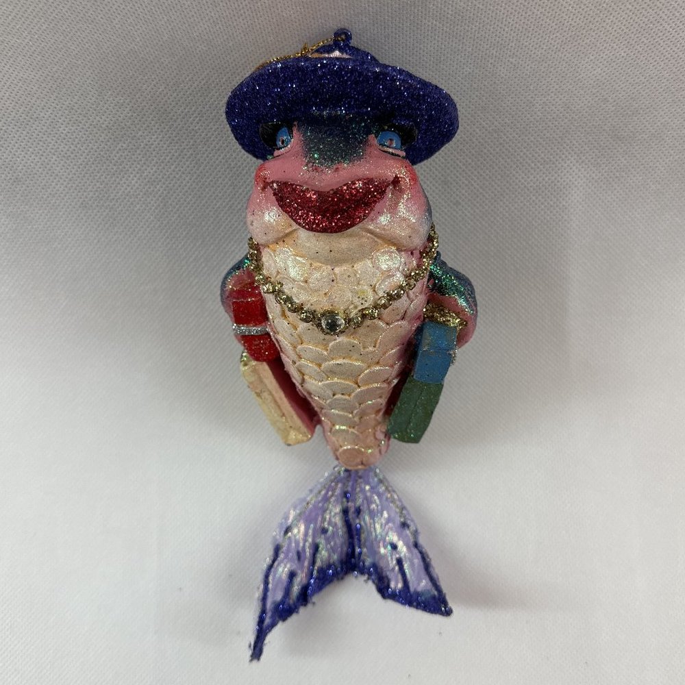 NWOT December Diamonds Shopping Lady "Sale Fish" Ornament